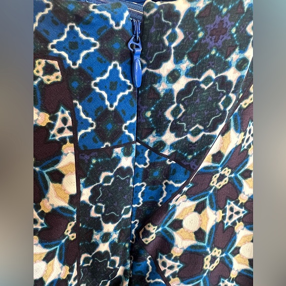 BCBG MAXAZRIA ENID PACIFIC BLUE PATCHWORK ASYMMETRICAL DRESS with FRINGE NWOT - Picture 8 of 11